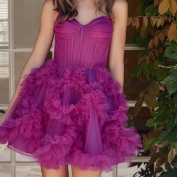 Nox Anabel Short Party Dress Magenta - Picture 1 of 1